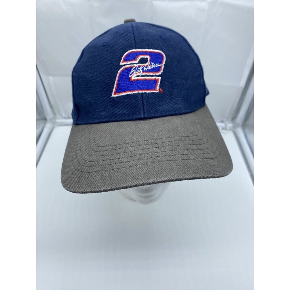 Rusty Wallace 2 Miller Lite Blue Gray Nascar Baseball Hat Cap Strapback Vintage